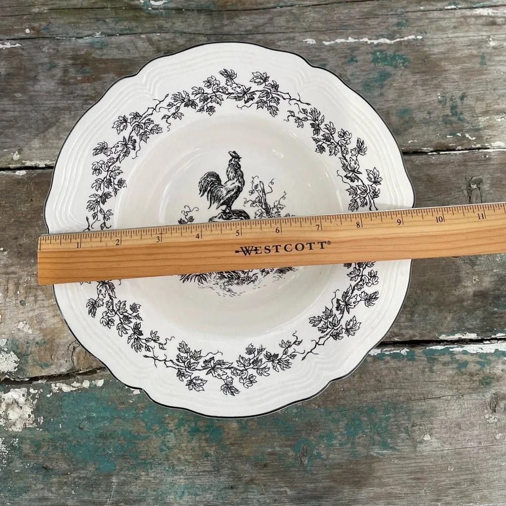 Tabletops unlimited black and white toile Rooster bowl - Picture 3 of 5